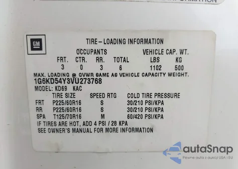 1997 Cadillac Deville Standard from USA, damaged, VIN 1G6KD54Y3VU273768